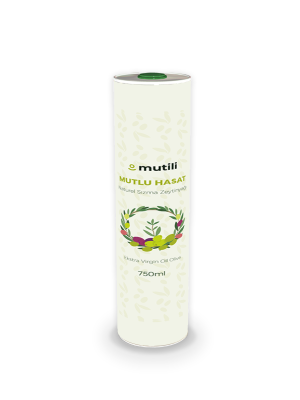 Mutlu Hasat Naturel Sızma Zeytinyağı 750 ml - Yeni Sezon - Silindirik Teneke